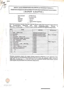 Berita Acara Pembentukan Kelompok dan Pengurus Pokmas dan Penetapan Prioritas Usulan Kegiatan Reh...