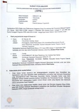 Surat Perjanjian Penyaluran Bantuan Rehabilitasi dan Rekonstruksi Rumah (SPPB), Nama Kelompok I d...