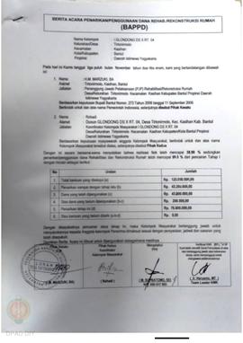 Berita Acara Penarikan/Penggunaan Dana Rehabilitasi/Rekonstruksi Rumah (BAPPD) Rusak Berat, Nama ...