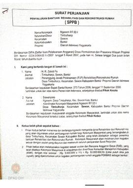 Surat Perjanjian Penyaluran Bantuan Rehabilitasi dan Rekonstruksi Rumah (SPPB),  Nama Kelompok Ng...