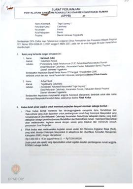 Surat Perjanjian Penyaluran Bantuan Dan Rekonstruksi Rumah (SPPB), Nama Kelompok Masyarakat Tegal...