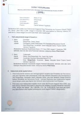 Surat Perjanjian Penyaluran Bantuan Rehabilitasi dan Rekonstruksi Rumah (SPPB),  Nama Kelompok Mr...