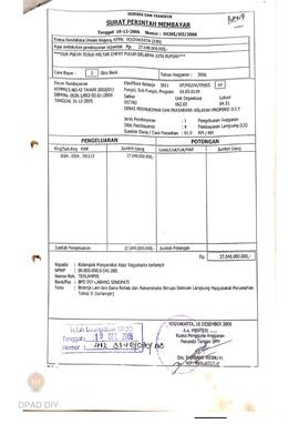 Surat Perintah Pencairan Dana kepada Kelompok Masyarakat Kota Yogyakarta untuk Belanja Lain-lain ...