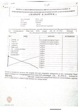 Berita Acara Pembentukan Kelompok dan Pengurus Pokmas dan Penetapan Prioritas Usulan Kegiatan Reh...