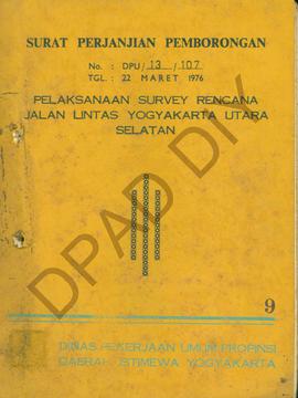 Surat perjanjian pemborongan pelaksanaan survey Rencana Jalan lintas Yogyakarta Utara Selatan dar...