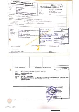 Surat Perintah Pencairan Dana kepada Kelompok Masyarakat Kabupaten Sleman untuk Belanja Lain-lain...
