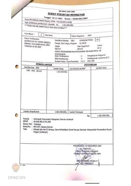 Surat Perintah Pencairan Dana kepada Kelompok Masyarakat Kabupaten Sleman untuk Belanja Lain-lain...