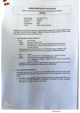 Surat Perjanjian Penyaluran Bantuan Rehabilitasi dan Rekonstruksi Rumah (SPPB), Nama Kelompok I s...