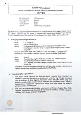 Surat Perjanjian Penyaluran Bantuan Rehabilitasi dan Rekonstruksi Rumah (SPPB), Nama Kelompok Mas...