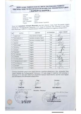 Berita Acara Pembentukan Kelompok dan Pengurus POKMAS & Penetapan prioritas usulan kegiatan R...