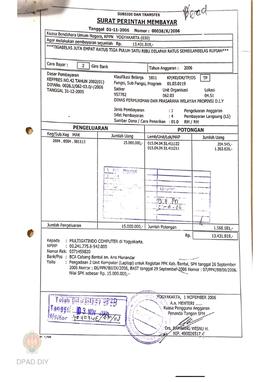 Surat Perintah Pencairan Dana kepada Multigatindo Computer di Yogyakarta perihal Pengadaan 2 Unit...