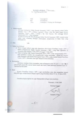 Laporan penanganan pelanggaran administrasi dalam rangka Pilpres 2009.