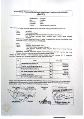 Berita Acara Penarikan/Penggunaan Dana Rehabilitasi/Rekonstruksi Rumah (BAPPD) Rusak Berat, Nama ...