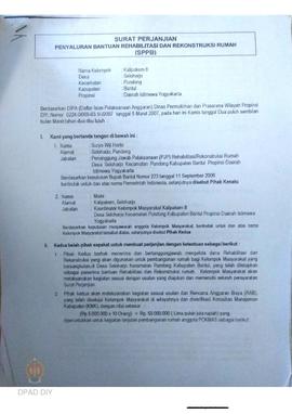 Surat Perjanjian Penyaluran Bantuan Rehabilitasi dan Rekonstruksi Rumah (SPPB),  Nama Kelompok Ka...