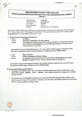 Amandemen Surat Perjanjian Penyaluran Bantuan Rehabilitasi dan Rekonstruksi Rumah (SPPB),  Nama K...