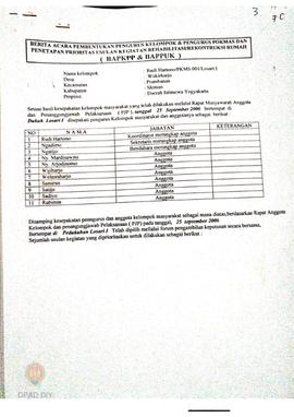 Berita Acara Pembentukan Kelompok dan Pengurus Pokmas dan Penetapan Prioritas Usulan Kegiatan Reh...