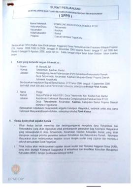 Surat Perjanjian Penyaluran Bantuan Rehabilitasi dan Rekonstruksi Rumah (SPPB), Nama Kelompok Cem...