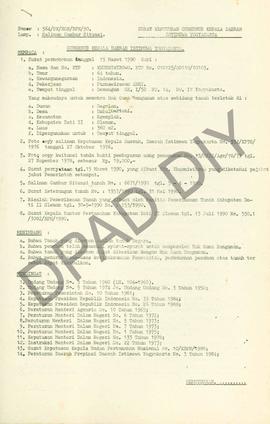 Surat Keputusan Gubernur Kepala  Daerah Istimewa Yogyakarta Nomor : 564/SK/HGB/BPN/1990 tanggal 3...