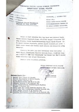 Surat Kepala Direktorat Sosial Politik Propinsi DIY kepada Kepala Kantor Sosial Politik Kabupaten...