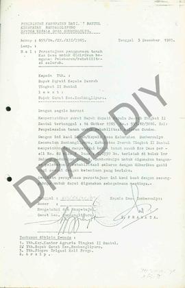 Surat untuk Wakil Gubernur Kepala Daerah DIY perihal daftar inventarisasi kebutuhan/penggunaan ta...