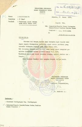 Perkiraan stock sarana akhir Maret 1974 Dinas Pertanian Rakyat DIY.