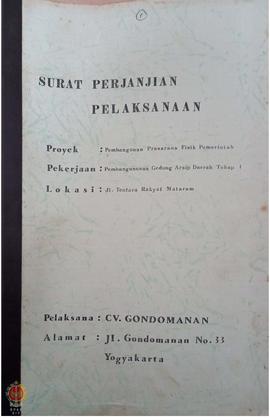 Surat Perjanjian Pelaksanaan Proyek Pembangunan Prasarana Fisik Pemerintah yaitu Pembangunan Gedu...