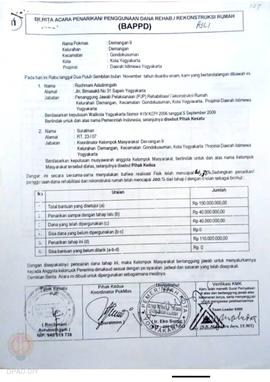 Berita Acara Penarikan / Penggunaan dana Rehab / Rekonstruksi Rumah ( BAPPD ) untuk Rumah Rusak B...