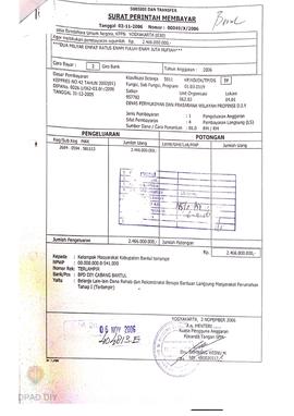 Surat Perintah Pencairan Dana kepada Kelompok Masyarakat Kabupaten Bantul perihal Belanja Lain-la...