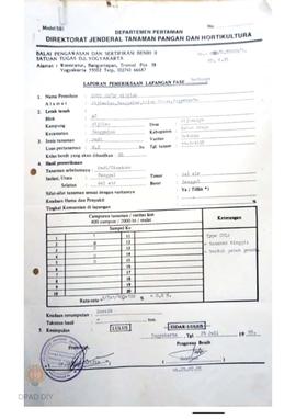 Laporan Hasil pemeriksaan lapangan fase berbunga BPSB II Jateng dan DIY jenis tanaman padi Varita...