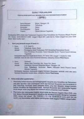 Surat Perjanjian Penyaluran Bantuan Rehabilitasi dan Rekonstruksi Rumah (SPPB),  Nama Kelompok Mr...