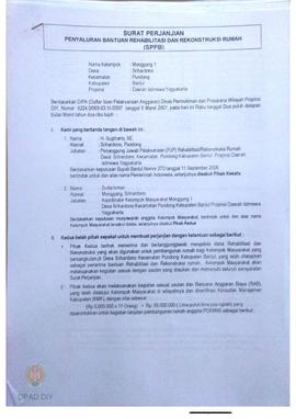 Surat Perjanjian Penyaluran Bantuan Rehabilitasi dan Rekonstruksi Rumah (SPPB),  Nama Kelompok Mo...