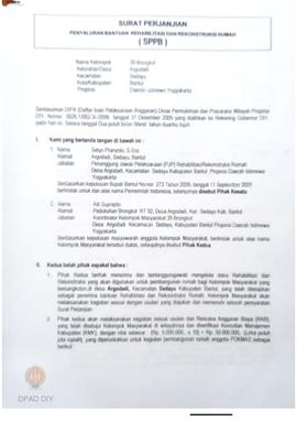 Surat Perjanjian Penyaluran Bantuan Rehabilitasi dan Rekonstruksi Rumah (SPPB),  Nama Kelompok Ma...