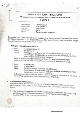 Surat Perjanjian Penyaluran Bantuan Rehabilitasi dan Rekonstruksi Rumah (SPPB),  Nama Kelompok Ma...