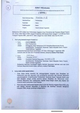 Surat Perjanjian Penyaluran Bantuan Rehabilitasi dan Rekonstruksi Rumah (SPPB),  Nama Kelompok Kr...