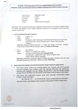 Surat Perjanjian Penyaluran Bantuan Rehabilitasi dan Rekonstruksi Rumah (SPPB),  Nama Kelompok Ma...