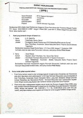 Surat Perjanjian Penyaluran Bantuan Rehabilitasi dan Rekonstruksi Rumah (SPPB),  Nama Kelompok Ng...