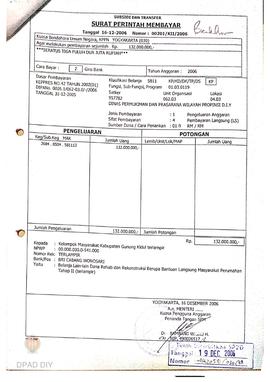 Surat Perintah Pencairan Dana kepada Kelompok Masyarakat Kabupaten Gunungkidul untuk Belanja Lain...