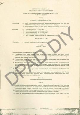 Surat Keputusan Direktur Jenderal Kehutanan No : 85/Kpts/DJ/I/74 tanggal 18 Juni 1974 tentang Ped...