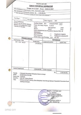 Surat Perintah Pencairan Dana kepada Kelompok Masyarakat Kabupaten Sleman untuk Belanja Lain-lain...