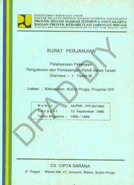 Surat perjanjian pelaksanaan pekerjaan pengukuran dan pemasangan patok batas tanah Drainase 1 pak...