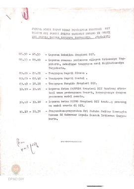 Jadwal acara rapat dinas Pemerintah Propinsi DIY dengan Sri Pduka Sultan Hamengkubuwono IX Gubern...