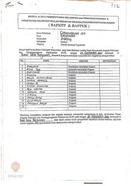 Berita Acara Pembentukan Kelompok dan Pengurus Pokmas dan Penetapan Prioritas Usulan Kegiatan Reh...