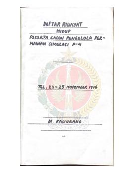 Data peserta penataran calon pengelola permainan Simulasi P-4 Angkatan V di Kaliurang tanggal 23-...