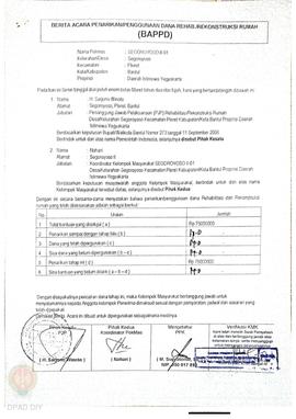 Berita Acara Penarikan/Penggunaan Dana Rehabilitasi/Rekonstruksi Rumah (BAPPD) Rusak Berat, Nama ...