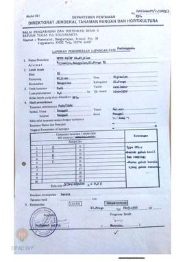 Laporan dari Balai Pengawasan dan Sertifikasi Benih Tanaman Pangan dan Hortikultura II Satuan Tug...