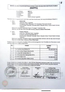 Berita Acara Penarikan/Penggunaan Dana Rehabilitasi/Rekonstruksi Rumah (BAPPD) Rusak Sedang, Nama...