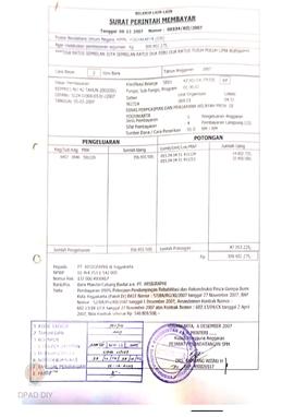 Surat Perintah Pencairan Dana kepada PT. Arsigraphi untuk Pembayaran 100% Pekerjaan Pendampingan ...