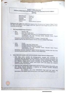 Surat Perjanjian Penyaluran Bantuan Rehabilitasi dan Rekonstruksi Rumah (SPPB), Nama Kelompok Mas...