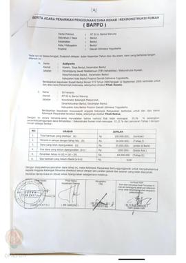 Berita Acara Penarikan/Penggunaan Dana Rehabilitasi/Rekonstruksi Rumah (BAPPD) Rusak Berat, Nama ...