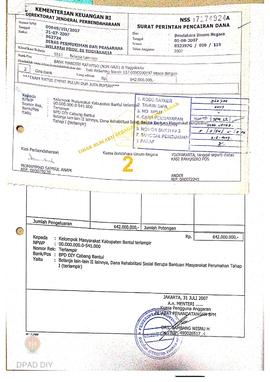 Surat Perintah Pencairan Dana kepada Kelompok Masyarakat Kabupaten Bantul untuk Belanja Lain-lain...